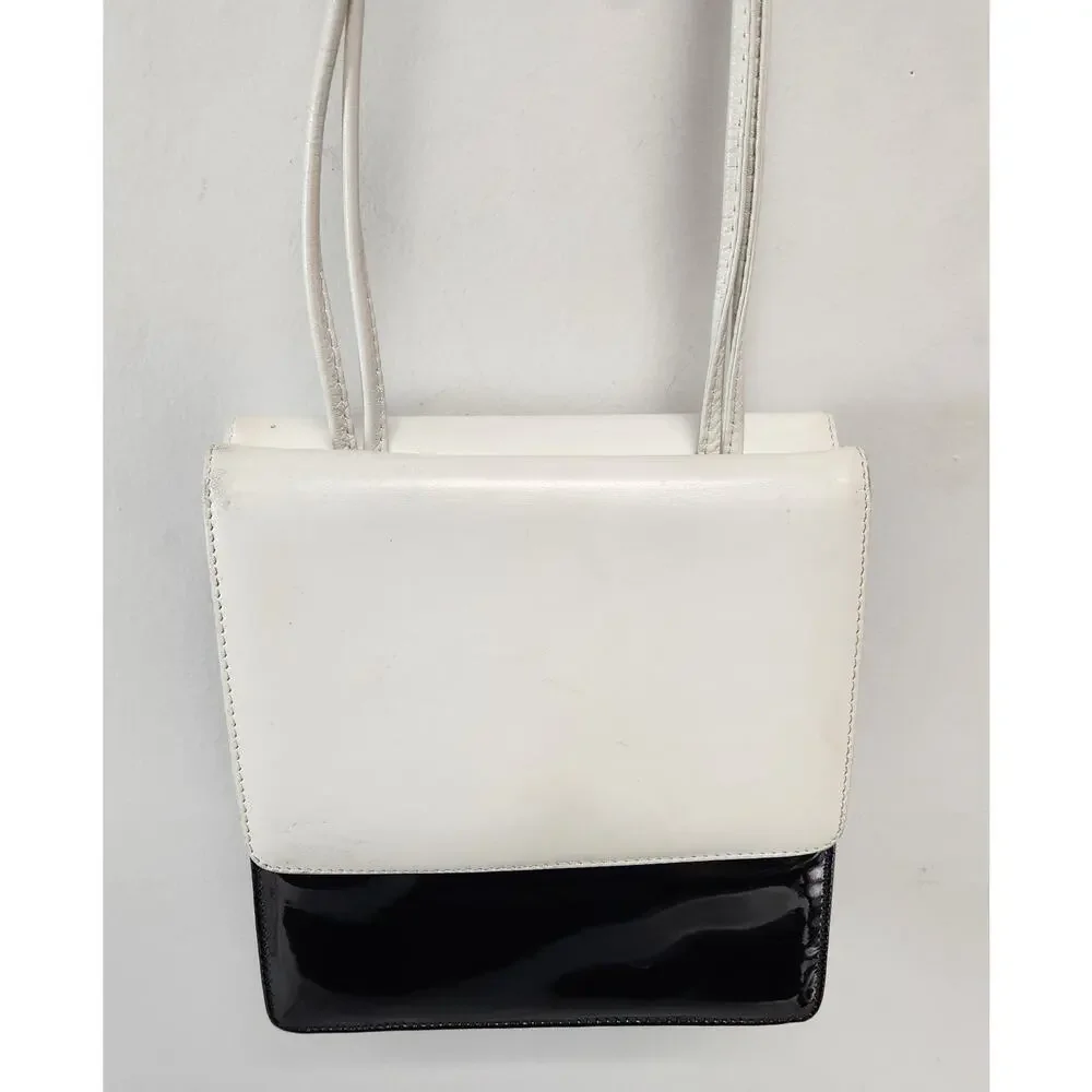 Vintage Bruno Magli Black & White Leather Crossbody Shoulder Bag